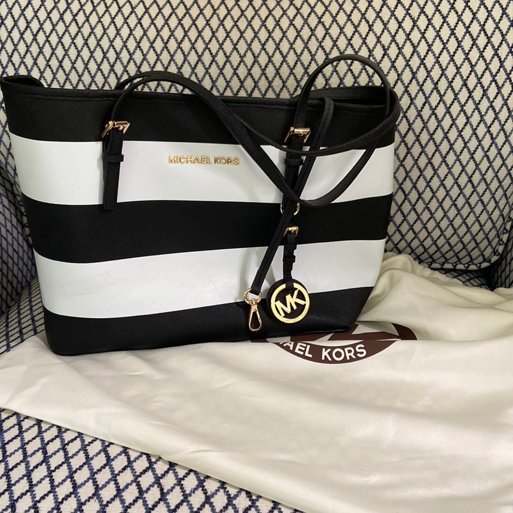 Michael Kors striped tote with dust bag